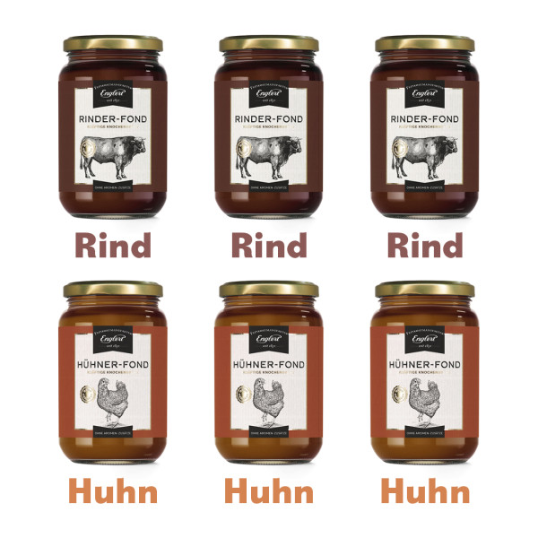 Fond Mix-Set Rind und Huhn (je 3 Gläser)