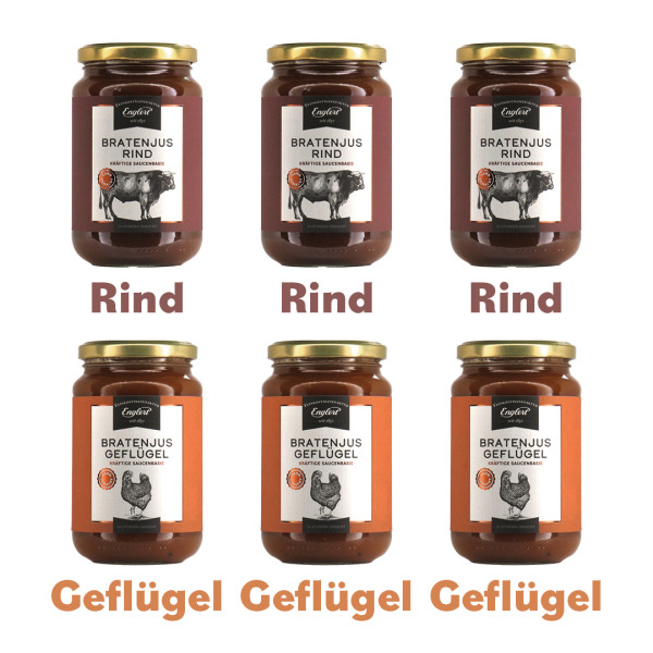 Braten-Jus Mix-Set Rind und Geflügel (je 3 Gläser)